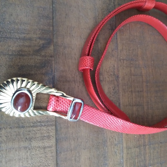 Vintage Red Leather Statement Belt by Judith Leiber | Size OS main image 4